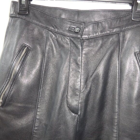 Lew Magram Collection women's size 8 black 100% real leather pants, tapered leg - Picture 9 of 16